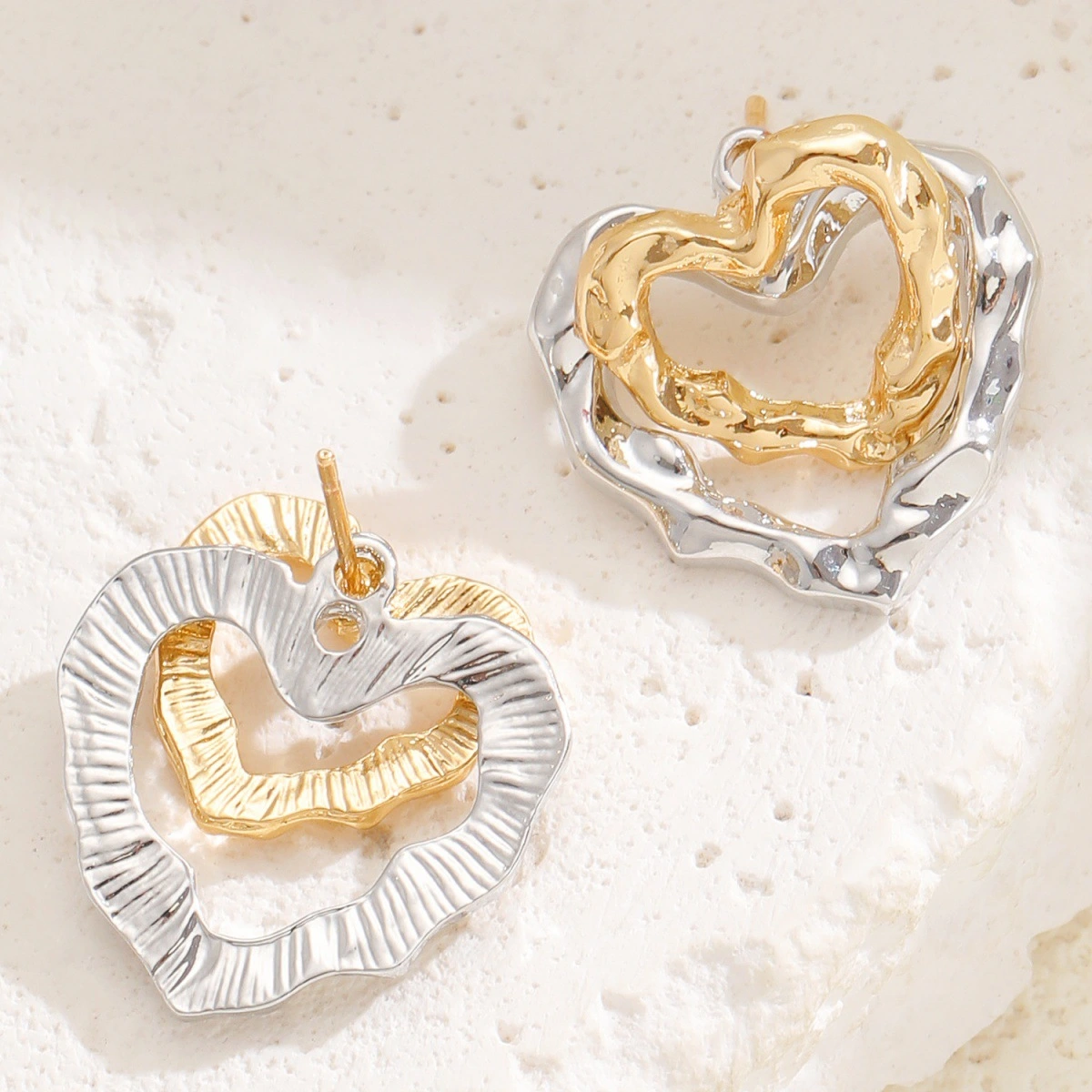 Women's Two-Tone Double-Layer Metal Elegant Earrings