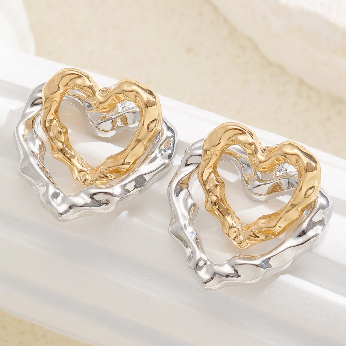 Women's Two-Tone Double-Layer Metal Elegant Earrings