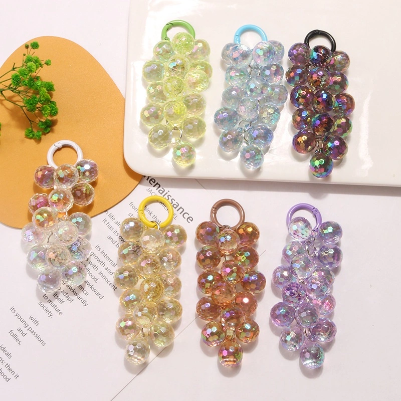 Acrylic Transparent Disco Bead Grape Cluster Keychain Pendant