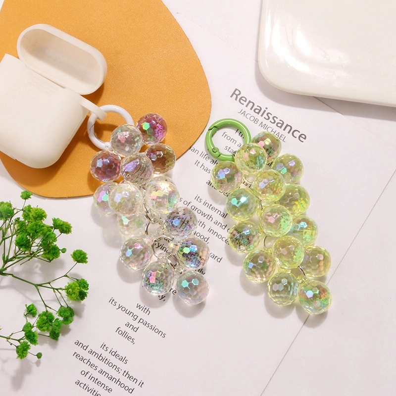 Acrylic Transparent Disco Bead Grape Cluster Keychain Pendant