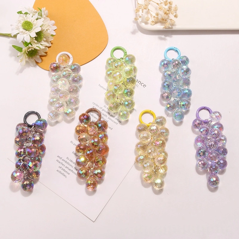Acrylic Transparent Disco Bead Grape Cluster Keychain Pendant