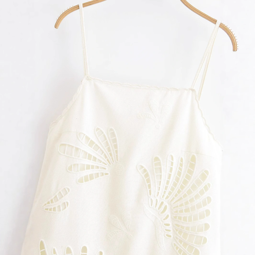 Fashionable All-Match Hollow-Out Embroidered Strap Dress