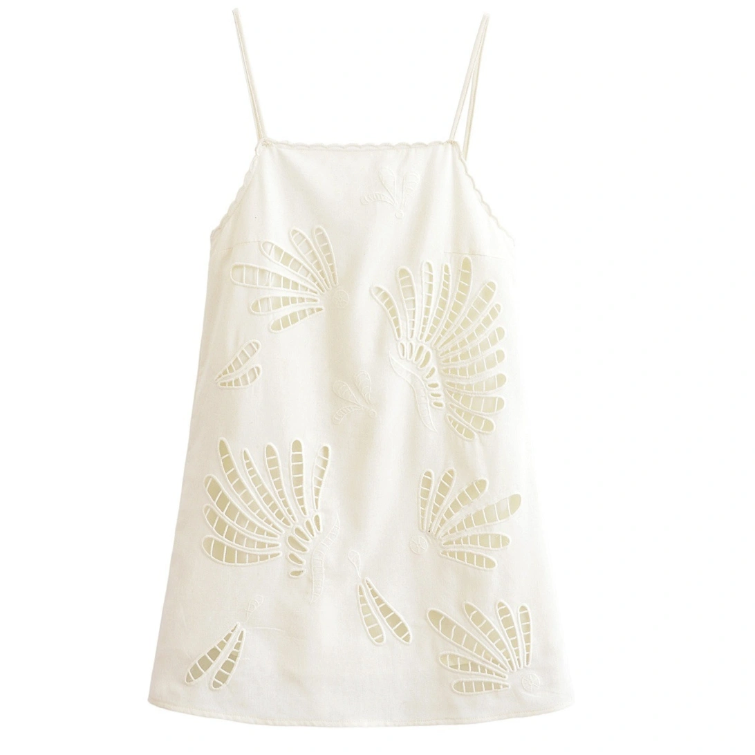 Fashionable All-Match Hollow-Out Embroidered Strap Dress