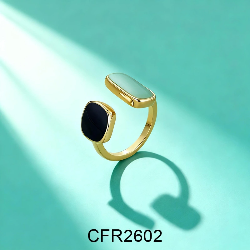 Light Luxury Couple Rings Titanium Steel Gold-Plated Open-End Ring