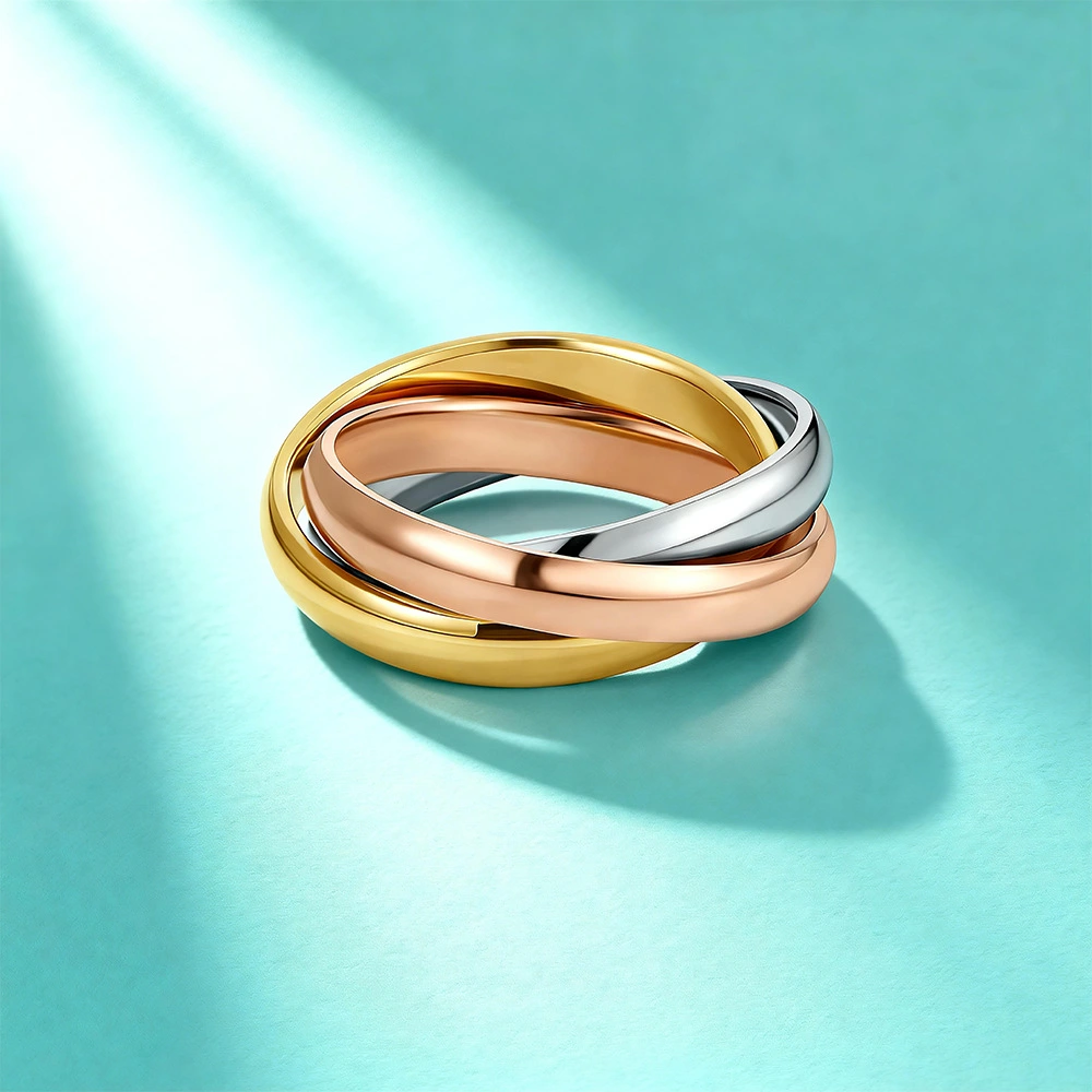 Light Luxury Couple Rings Titanium Steel Gold-Plated Open-End Ring