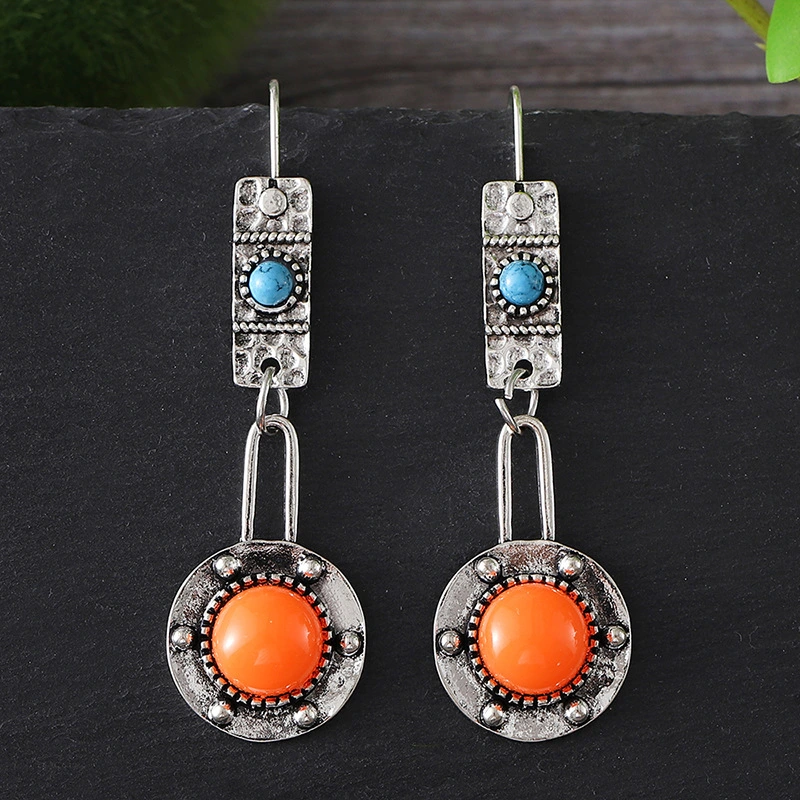 Retro-style Personalized Geometric Round Earrings