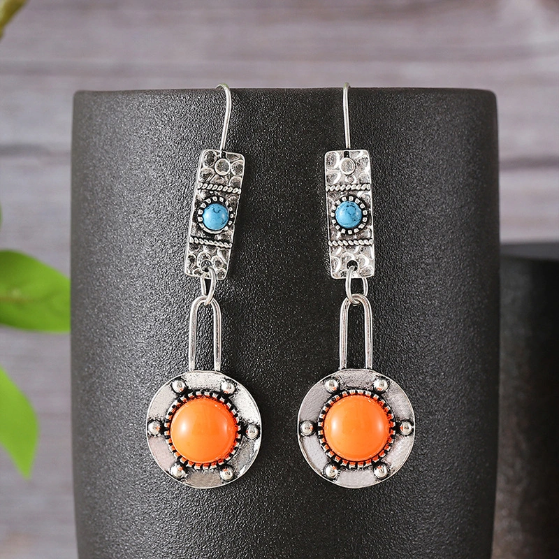 Retro-style Personalized Geometric Round Earrings