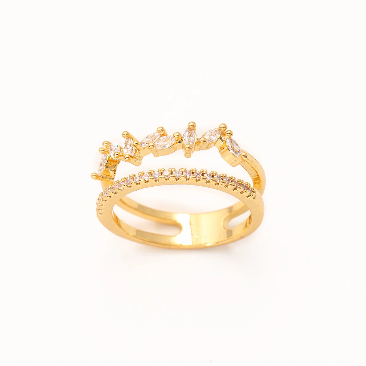 Double-layer Exquisite Ring Set With A Teardrop-shaped Zircon