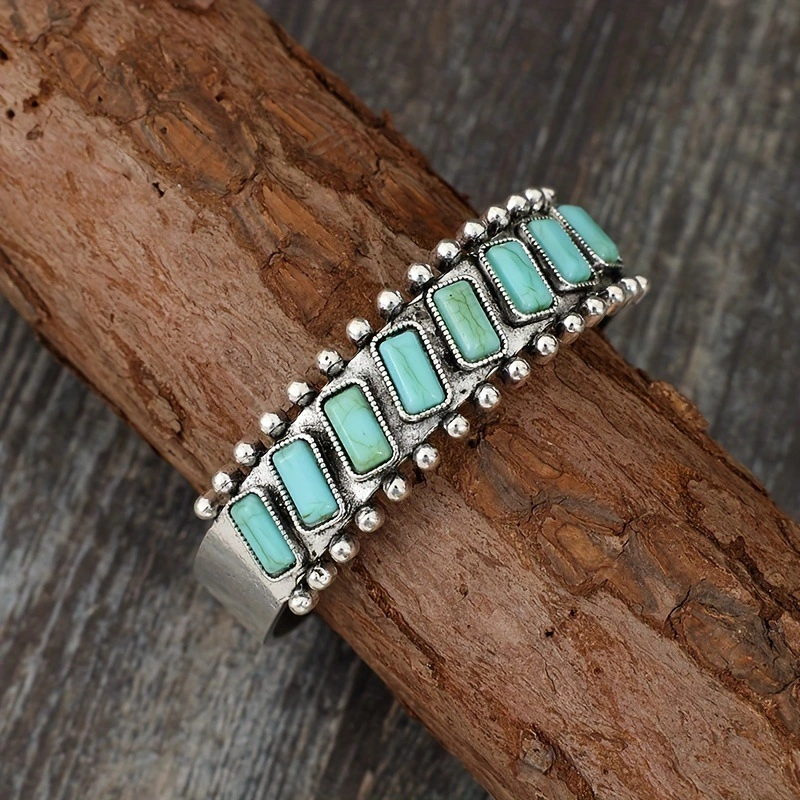 Natural Turquoise Vintage Pattern Bracelet For Women