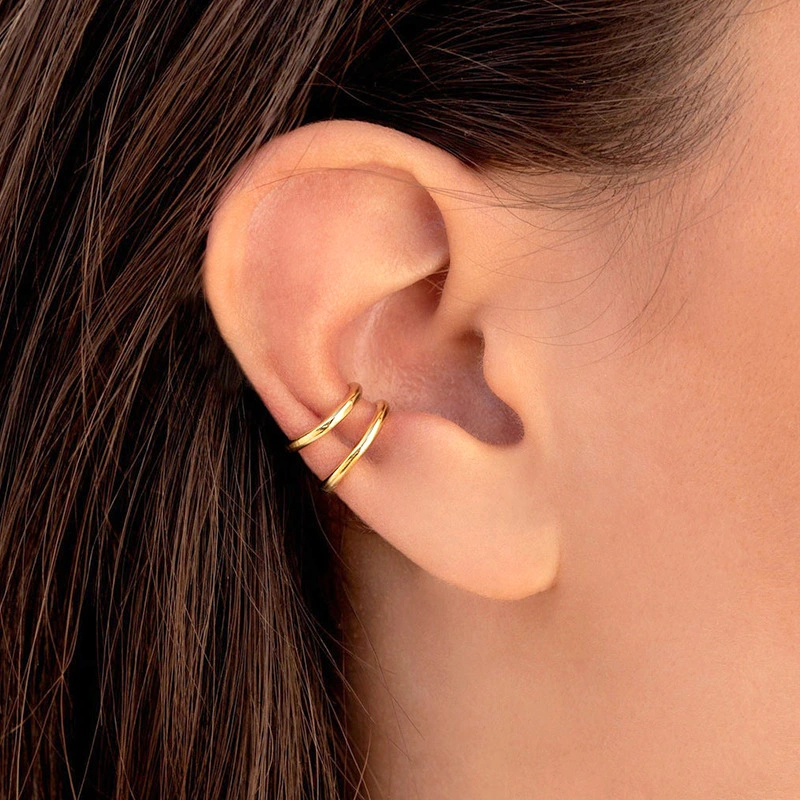 Fashionable Ear Clip Earrings For Non Pierced Ears C Shape Gold And Copper Earrings For Women