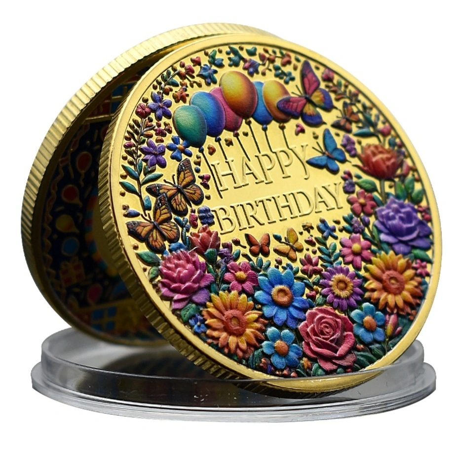 Happy Birthday Zinc Alloy Gold-Colored Commemorative Coin