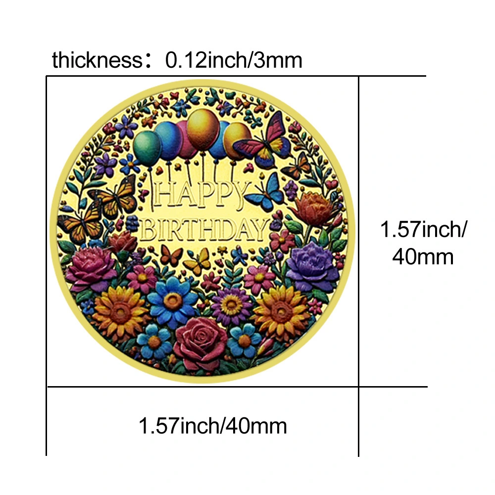Happy Birthday Zinc Alloy Gold-Colored Commemorative Coin