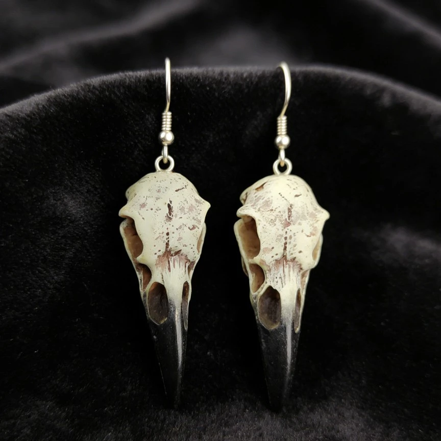 Bird Skull Resin Pendant Earrings