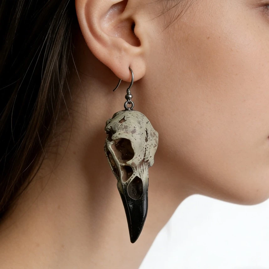 Bird Skull Resin Pendant Earrings