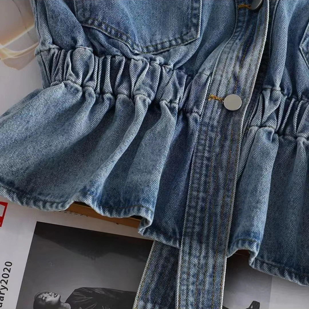 Girls' Versatile Fashionable Short Denim Jacket