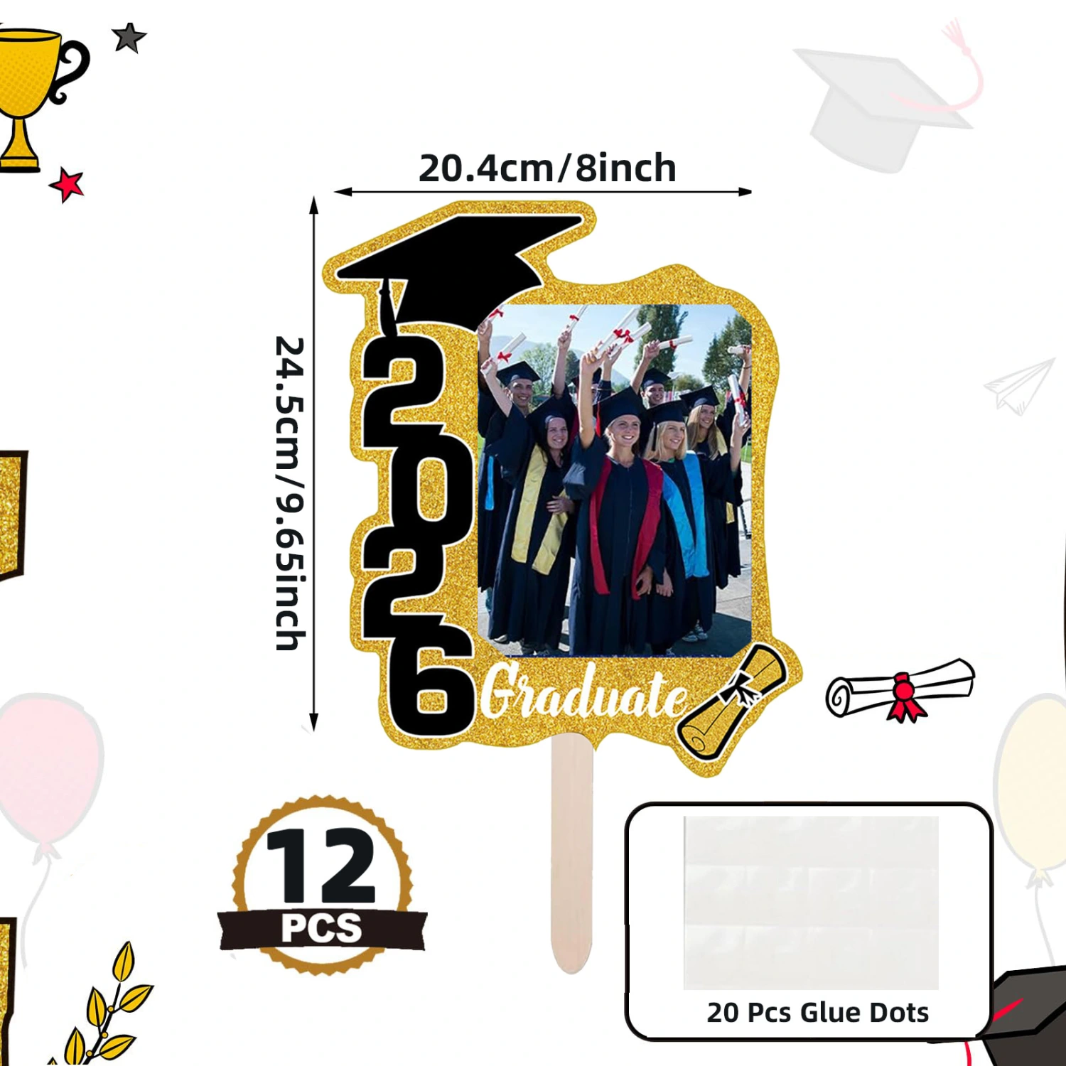 Graduation Party Decorations Photo Frame And Commemorative Paper Fan