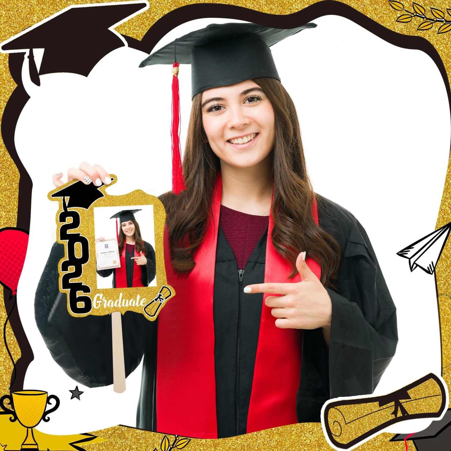 Graduation Party Decorations Photo Frame And Commemorative Paper Fan