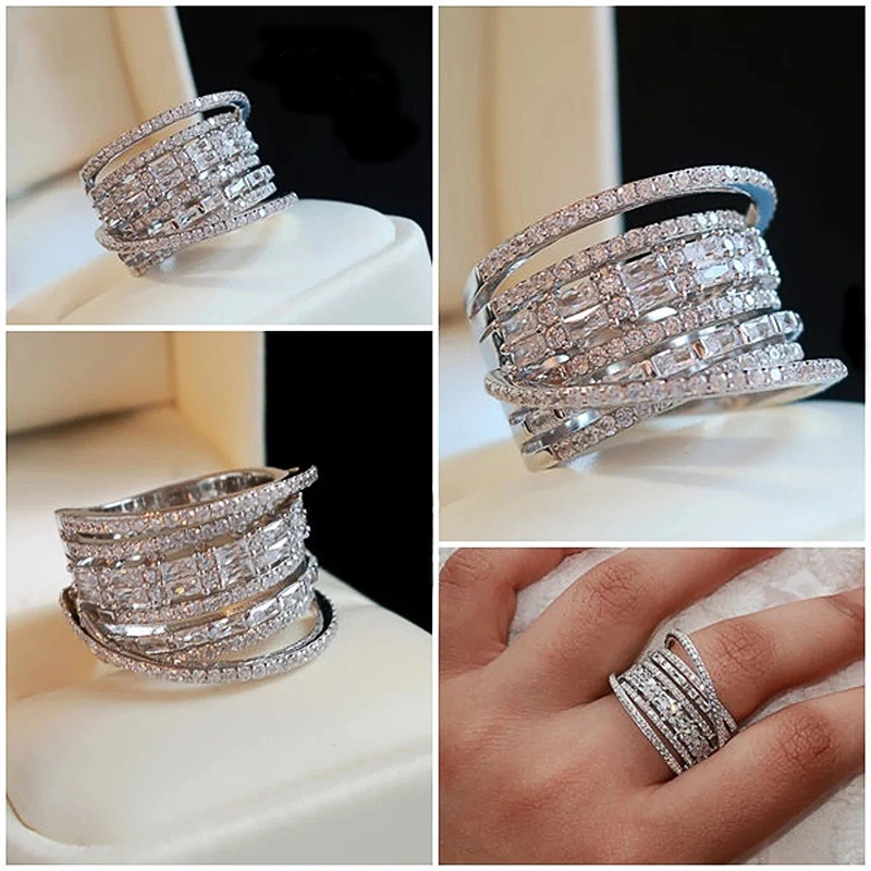 Multi-layer Zircon Ring For Women