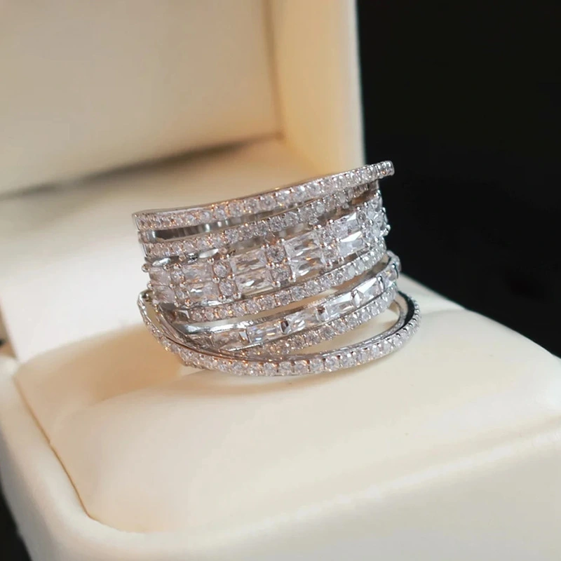 Multi-layer Zircon Ring For Women
