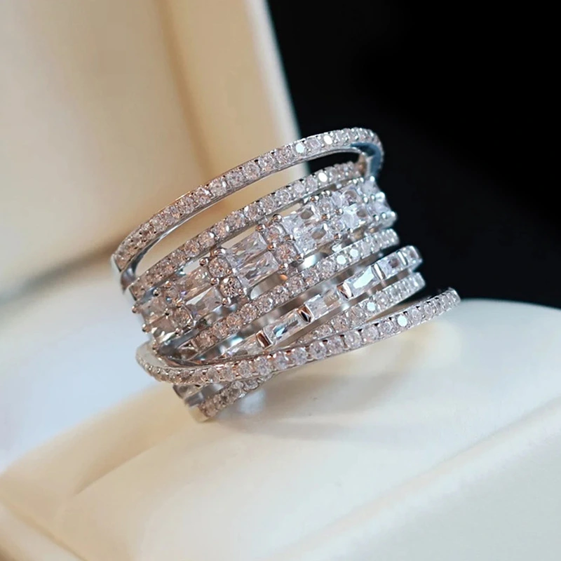 Multi-layer Zircon Ring For Women