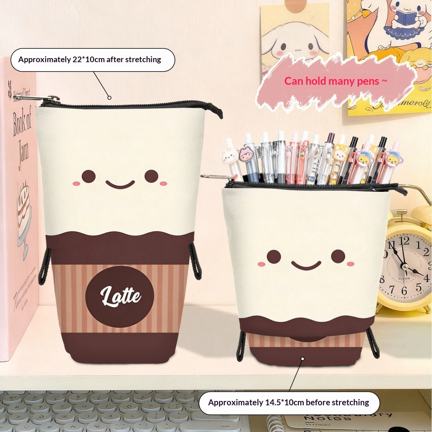 Telescopic Round Cute Cartoon Pen Holder Storage Bag