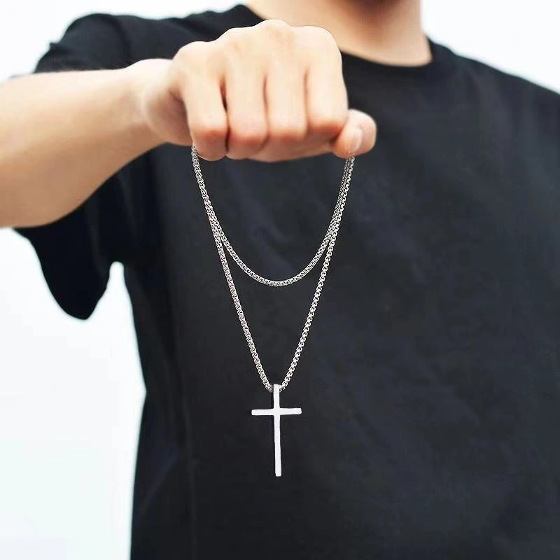Men's Versatile Long Cross Necklace