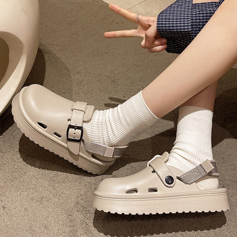 Womens Office Worker Lazy Shoes Height-Enhancing Closed-Toe Sandals