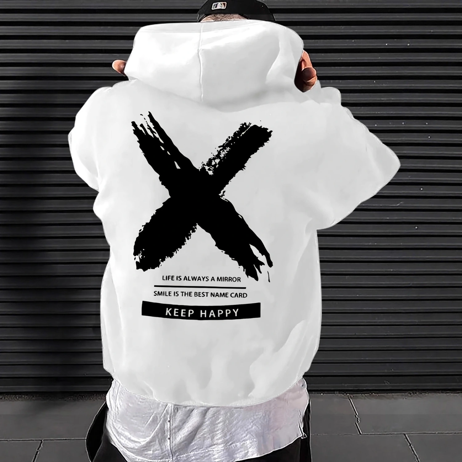 Men's Fashionable Letter-Print Drawstring Hoodie