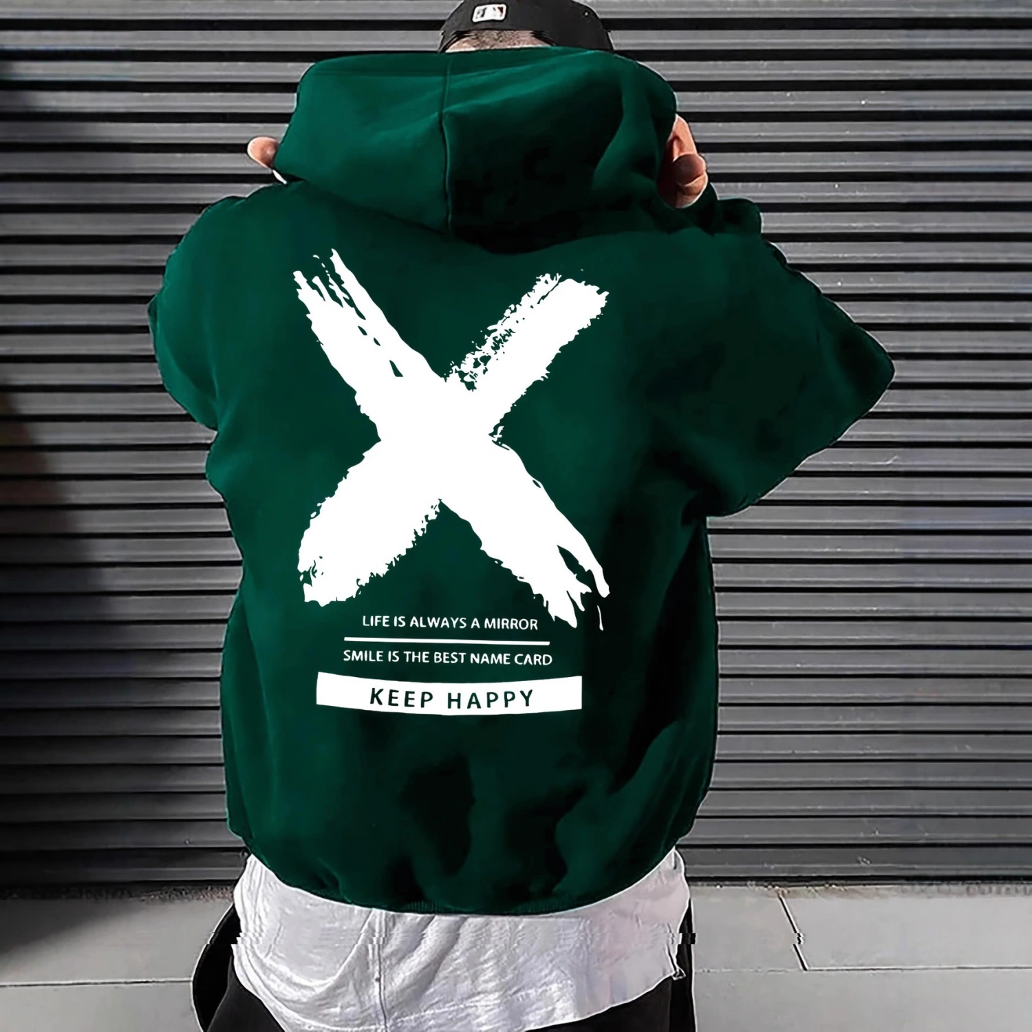 Men's Fashionable Letter-Print Drawstring Hoodie