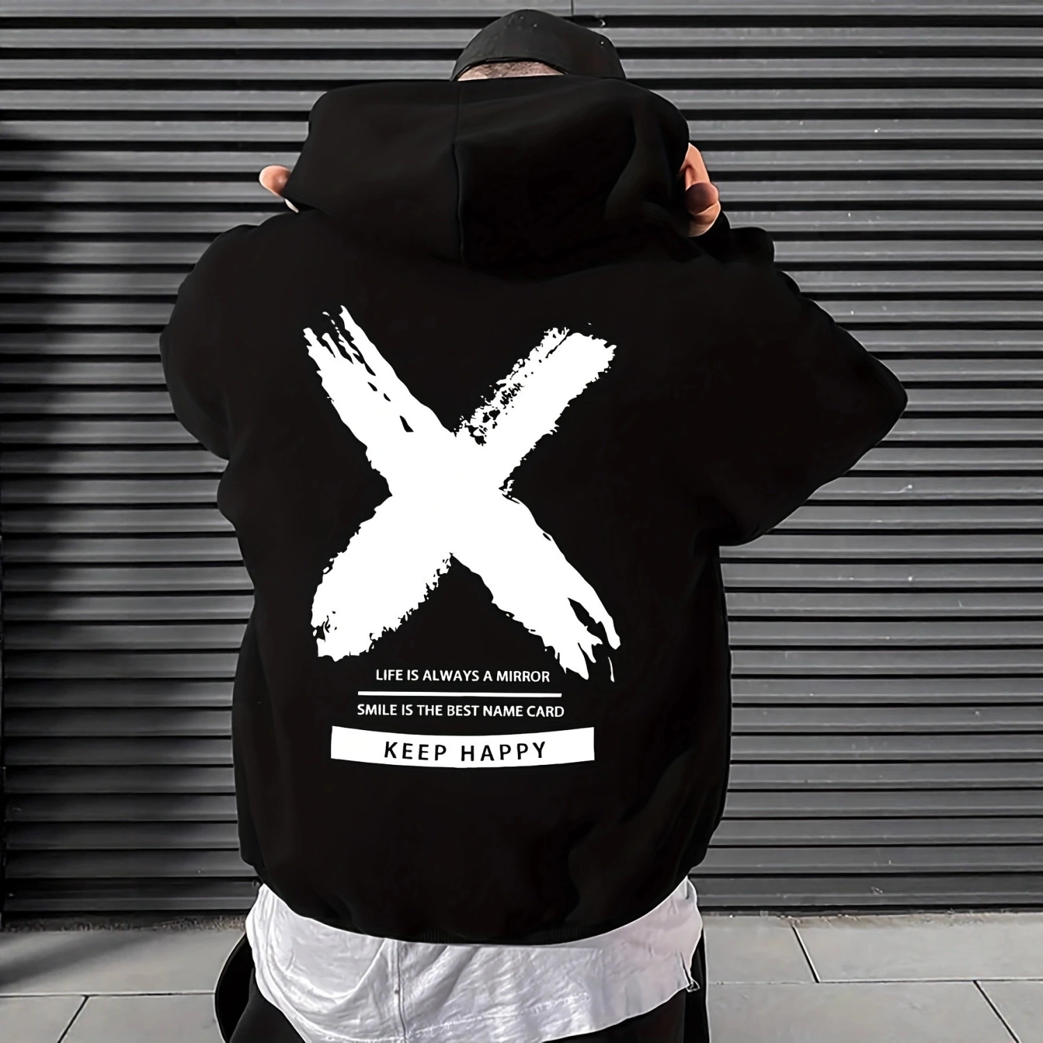 Men's Fashionable Letter-Print Drawstring Hoodie