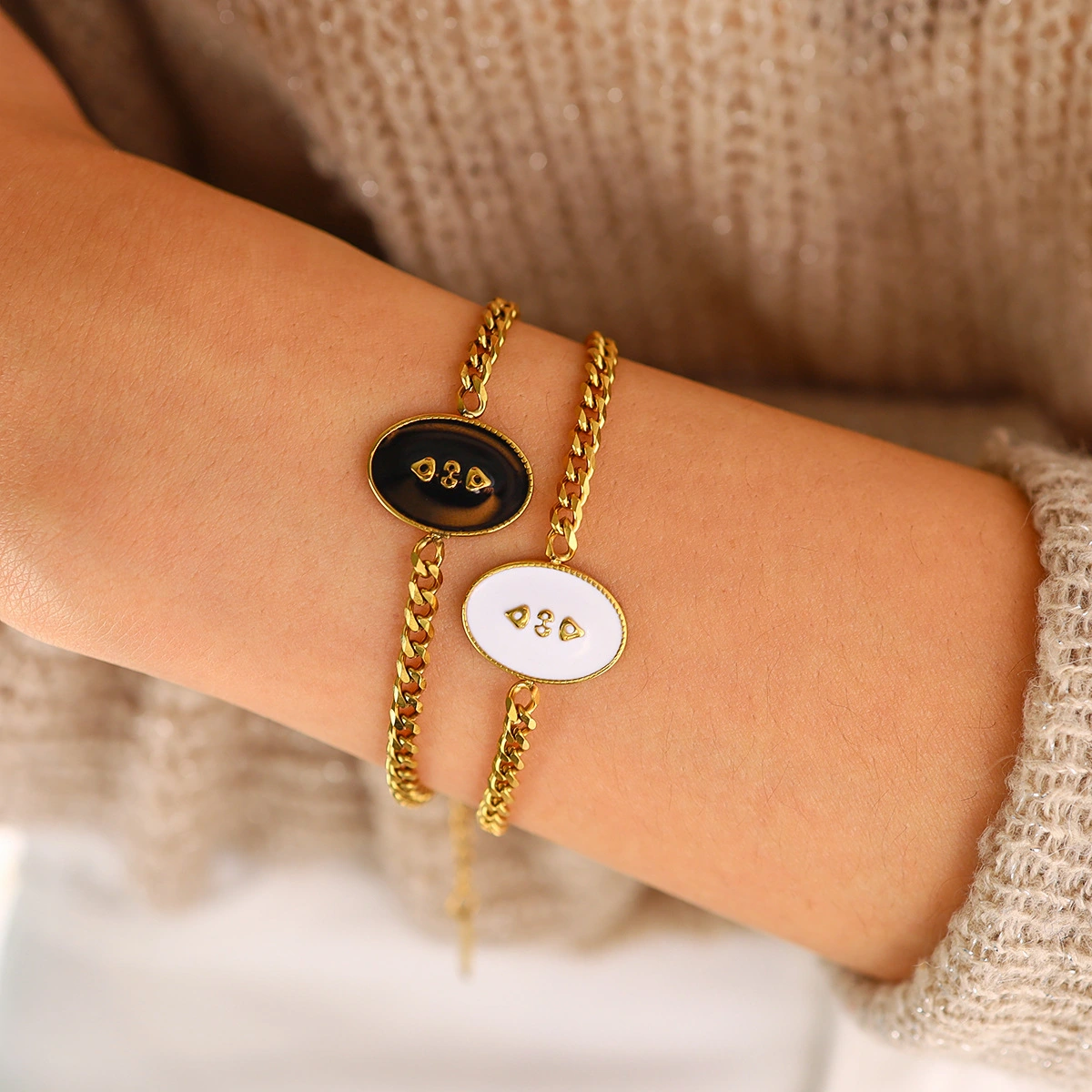 Fashionable Light-luxury Niche Oval-shaped Versatile Cuban-link Bracelet
