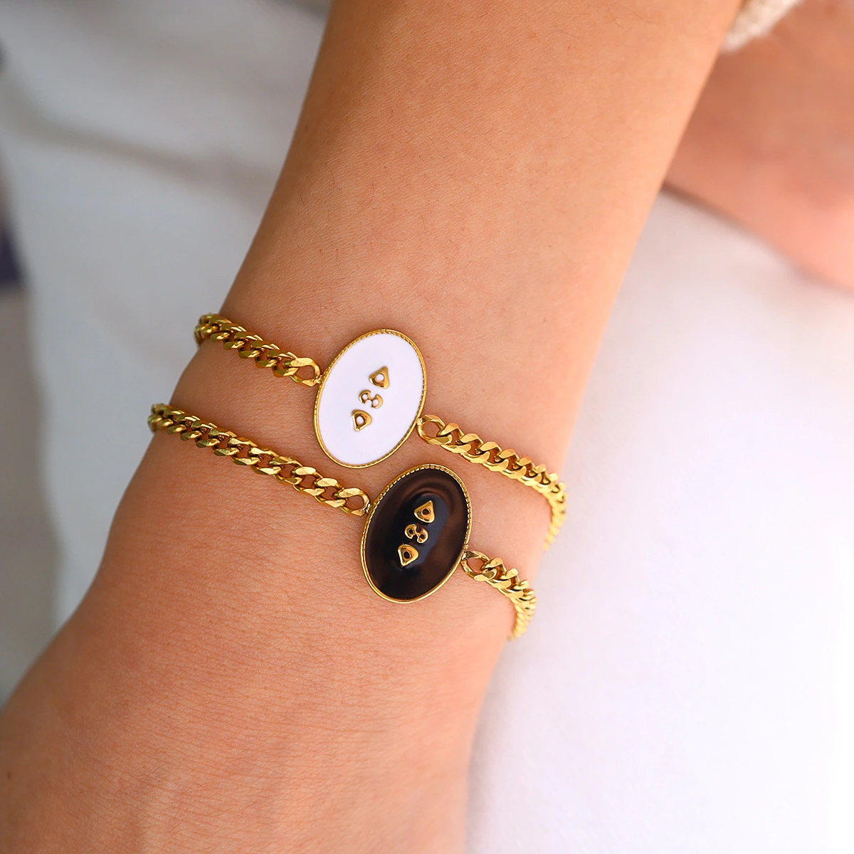 Fashionable Light-luxury Niche Oval-shaped Versatile Cuban-link Bracelet