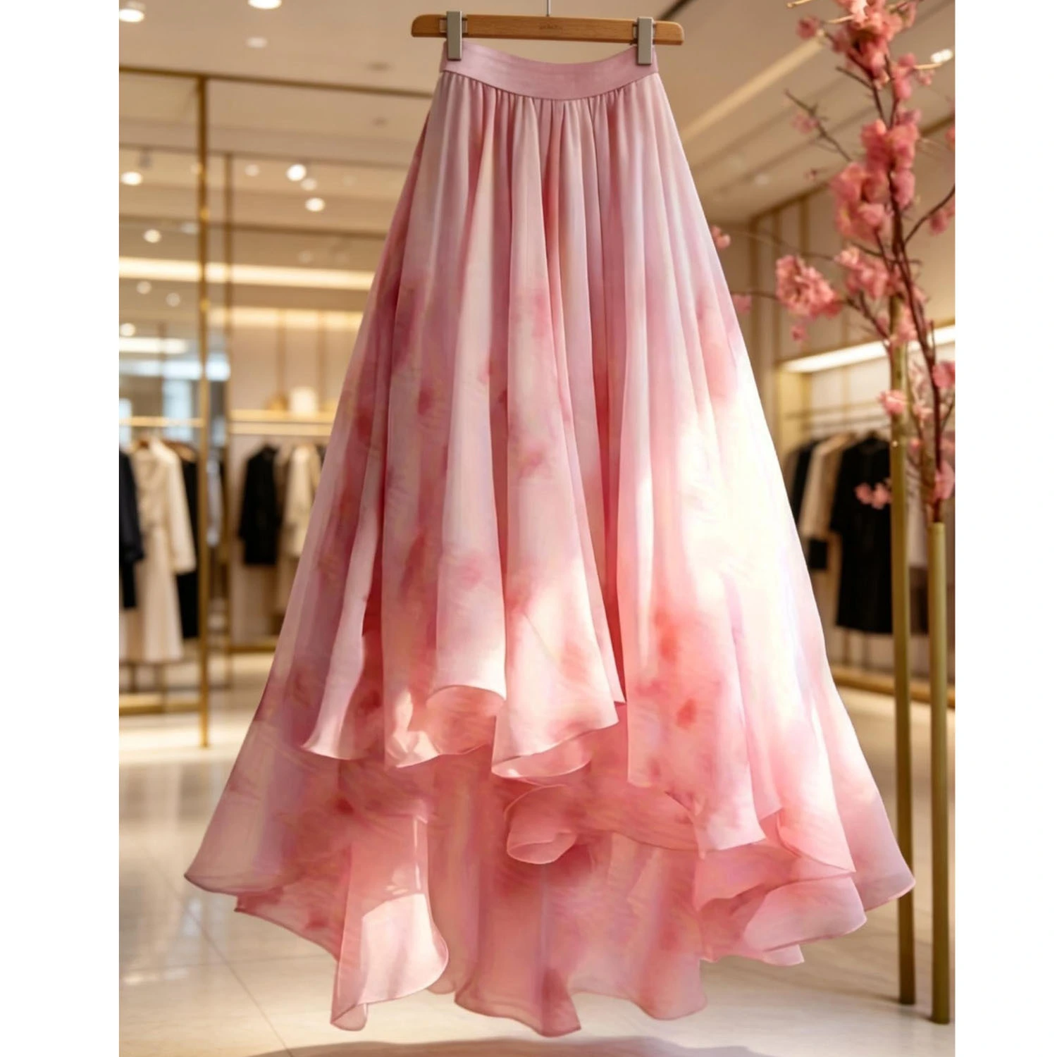 Women's New Arrival Mesh Printed Maxi Skirt