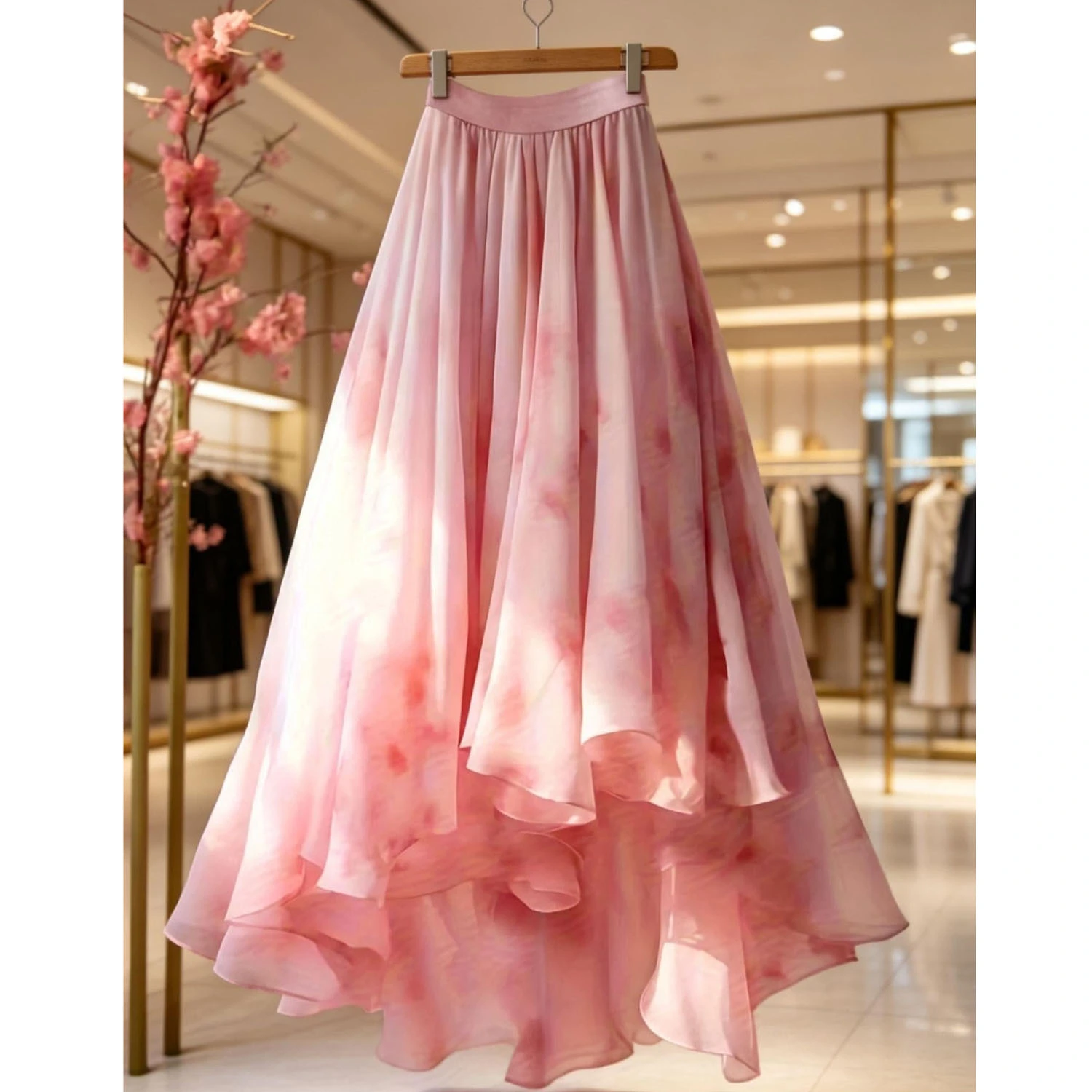 Women's New Arrival Mesh Printed Maxi Skirt