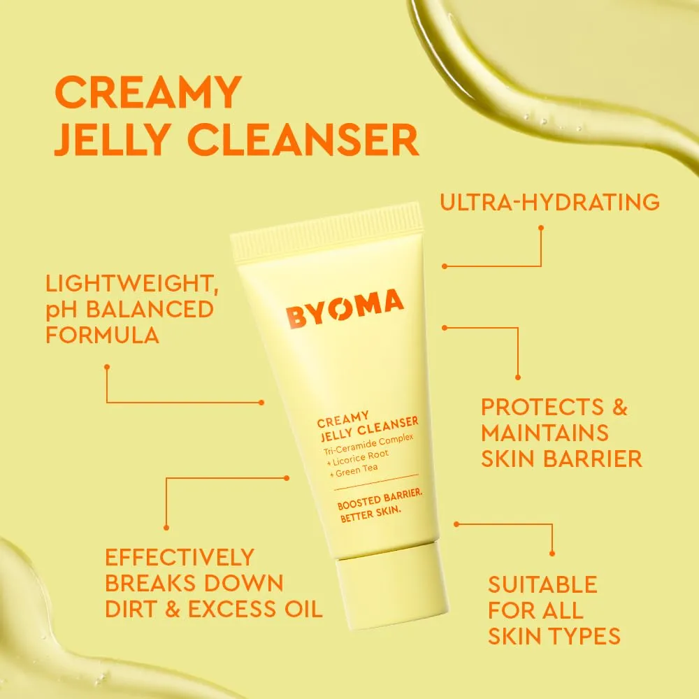 BYOMA So Clear Set - Barrier Repair Skincare Set for Acne Prone Skin - Creamy Jelly Cleanser, Clarifying Face Serum & & Gel-Cream Moisturizer - Unclogs Pores, Targets Blemishes - 30ml, 15ml, 15ml