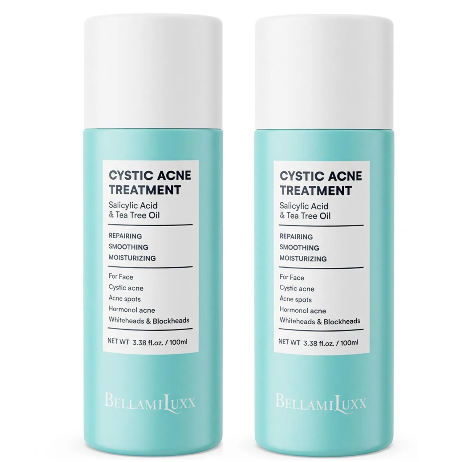 BellamiLuxx Cystic Acne Treatment for Face: Hormonal Acne Treatment Cream for Teens & Adults - Salicylic Acid & Tea Tree Oil Pimple Spot Remover - Anti-Acne Moisturizer Reduces Redness, Blemishes