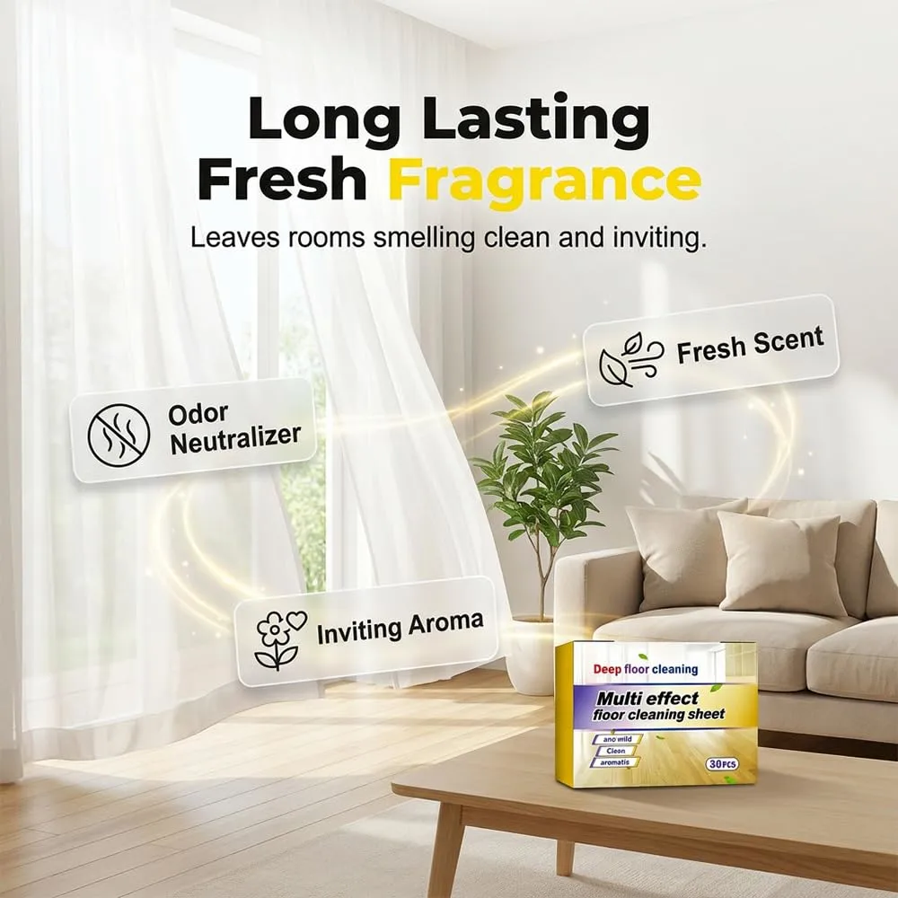 Floor Cleaning Tablets Multi-Surface Cleaner, Pre-Measured Deep Multipurpose Dissolvable Floor Cleaning Sheets, All Purpose Household Floor Cleaner Tablets for Tile Vinyl Hardwood Floors (60)