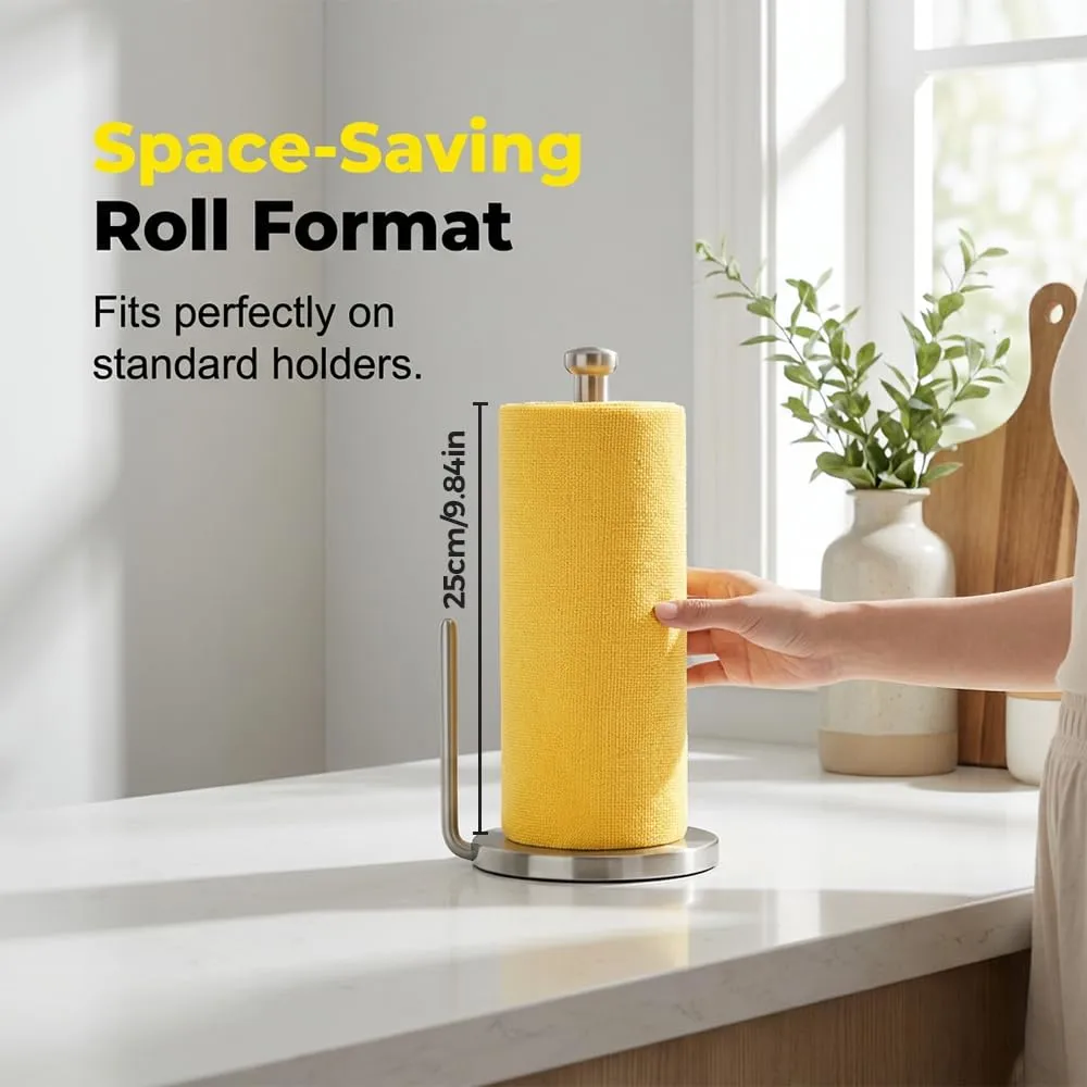 Microfiber Cleaning Cloth Roll, Tear Away Microfiber Towel Roll, Reusable Paper Towels Alternative, Lint Free & Absorbent Cleaning Cloths for Kitchen, Car, Window (Orange, 100PC)
