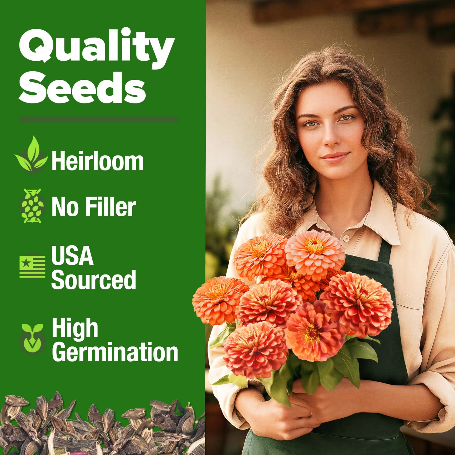 HOME GROWN Coral Zinnia Seeds (1g) – 300 Zinnia elegans Annual Flower Seeds for Planting Outdoors – Heat Tolerant Easy Summer Flowers to Plant – Herb Seed Companion for Pollinator Garden Beds for 2026