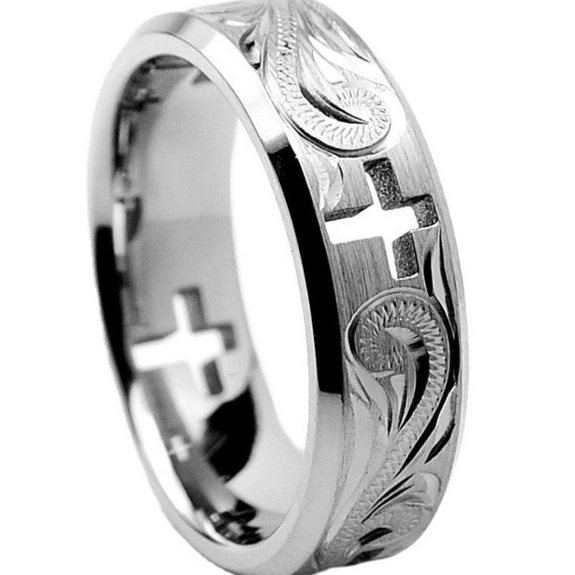 Fashionable Hollow Cross Ring For Men