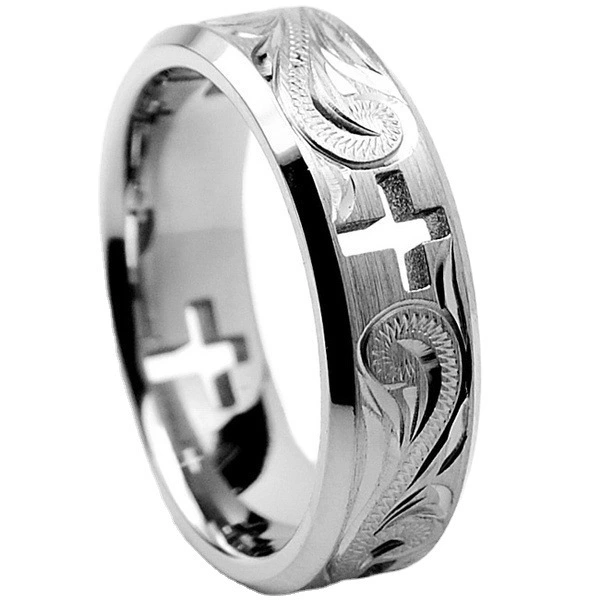 Fashionable Hollow Cross Ring For Men