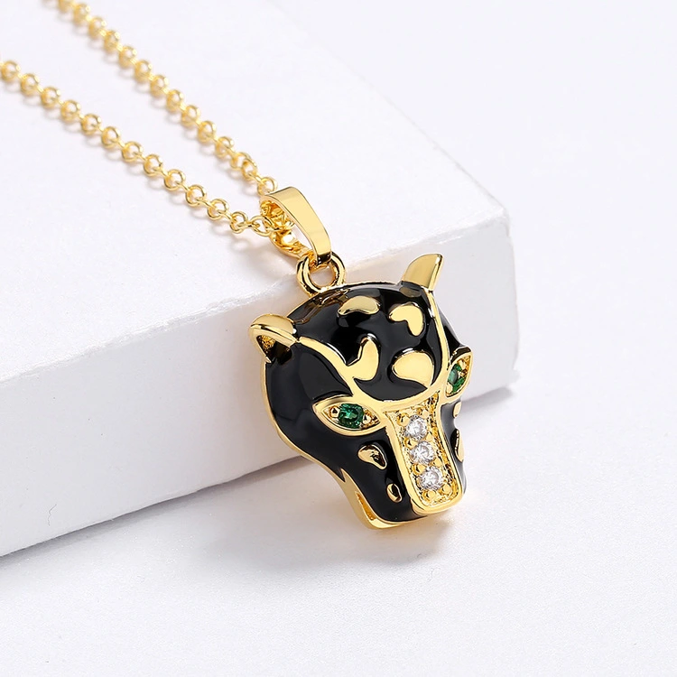 Animal-shaped Pendant Zircon Leopard Womens Necklace
