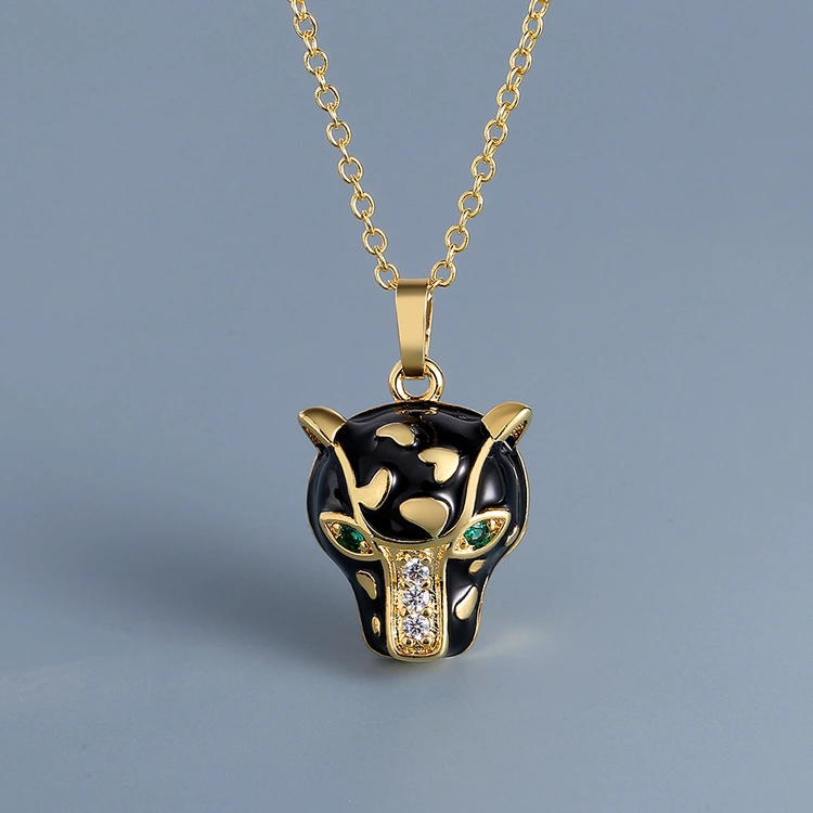 Animal-shaped Pendant Zircon Leopard Womens Necklace
