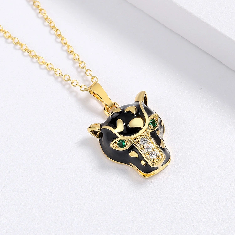 Animal-shaped Pendant Zircon Leopard Womens Necklace