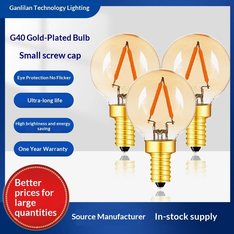 G40 Gold-Plated LED Filament Bulb Edison Vintage Light Bulb