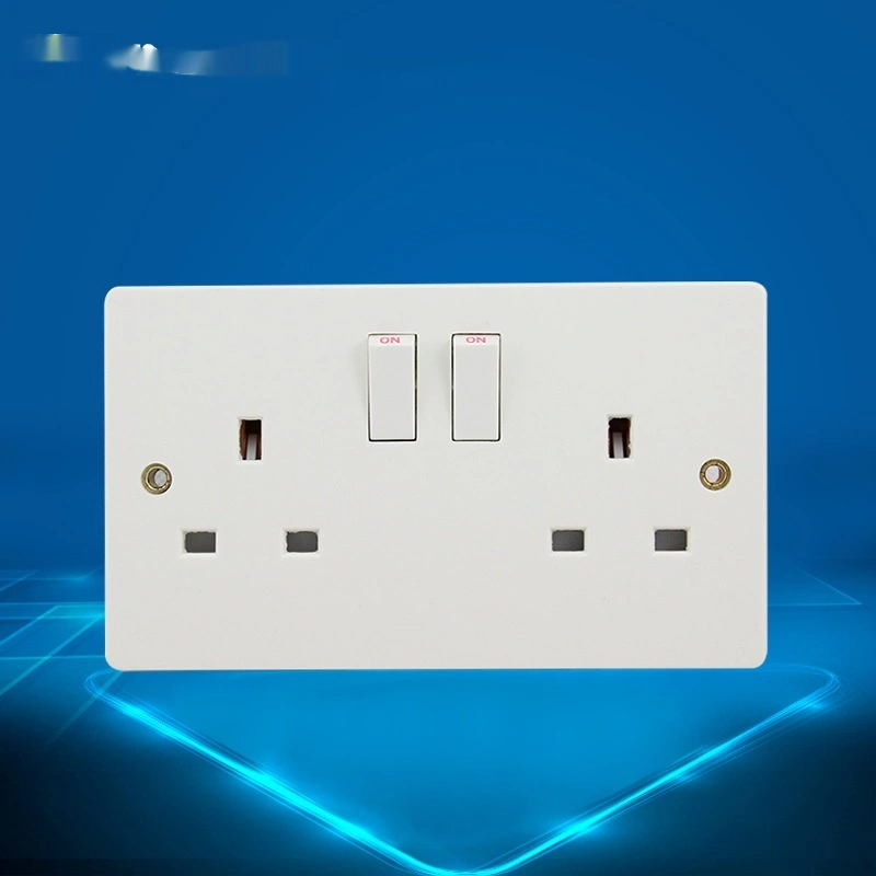 Double-gang Two-way British-standard Wall Power Socket With
