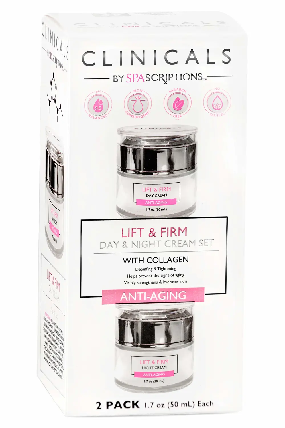 SpaScriptions Clinicals- Lift & Firm Day & Night Cream Set with Collagen - 2 Pack (1.7oz)