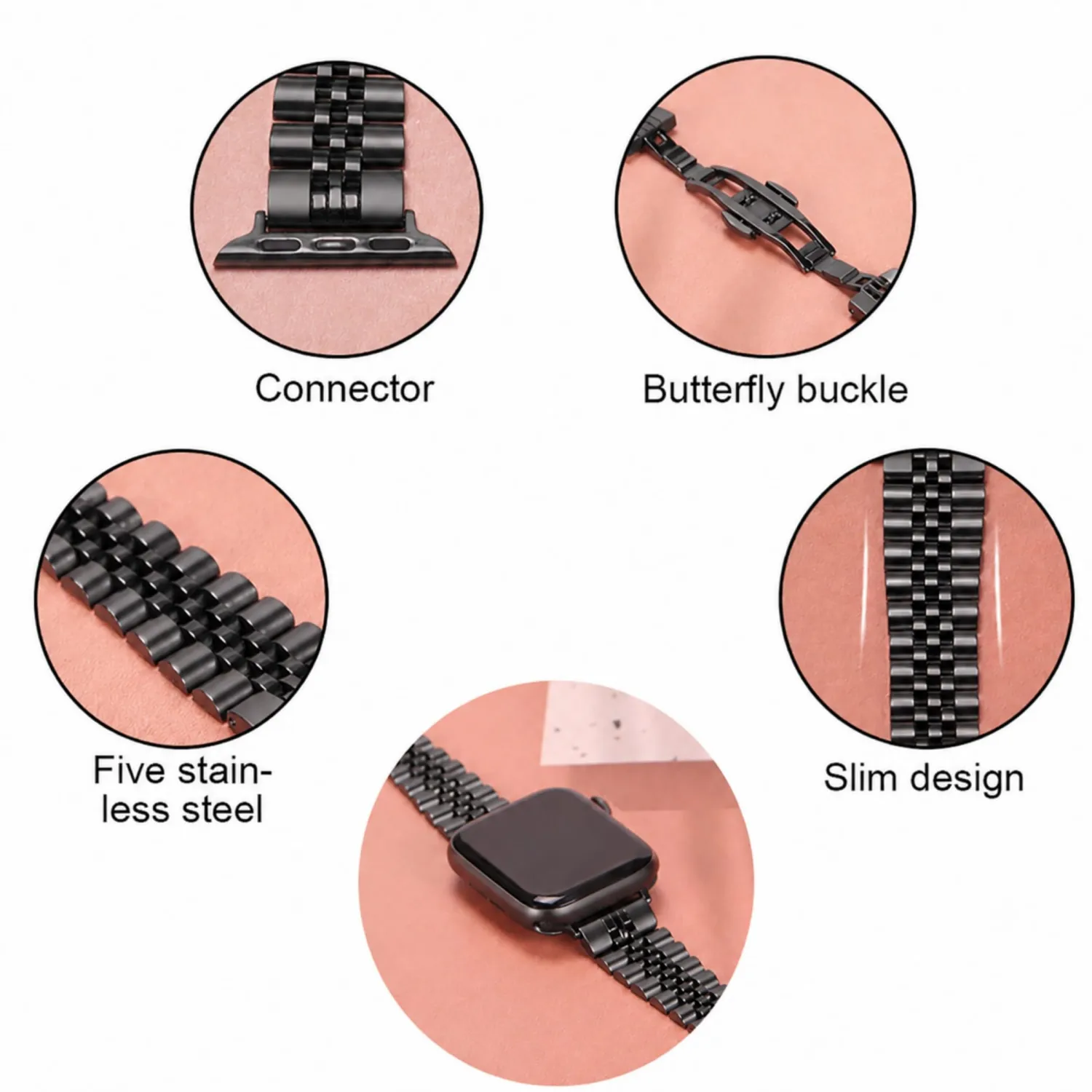 for Apple Watch Bands for Women,for Apple Watch Band Black,Stainless Steel for Apple Watch Bands,42/44/45/46/49mm(Series 11-1/SE/Ultra3/2/1)