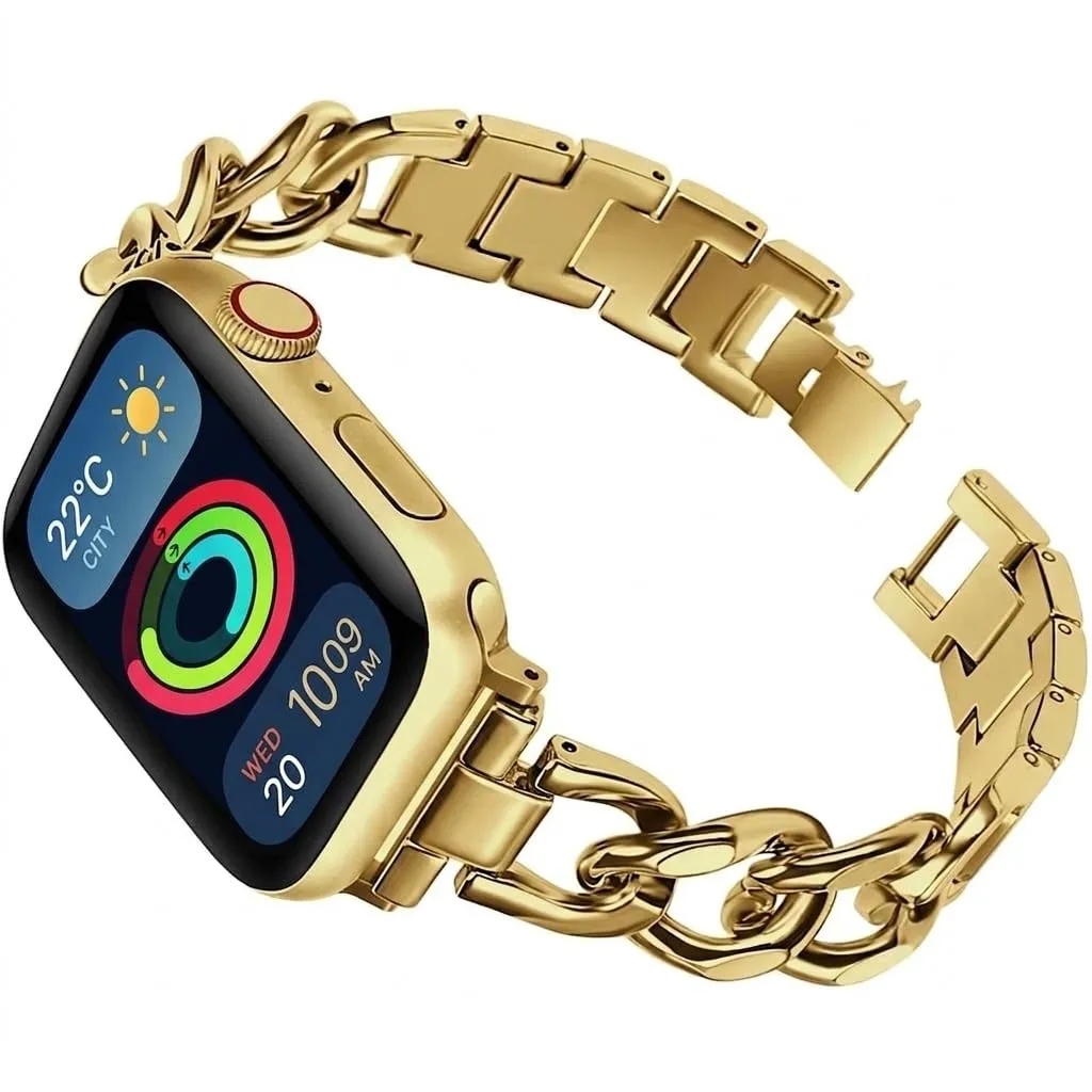 Gold for Apple Watch Bands for Women,Cute Designer Adjustable Metal Strap Compatible with 38-42mm(For Iwatch Series 1-11/SE),Smartwatch Bands for Women Men.