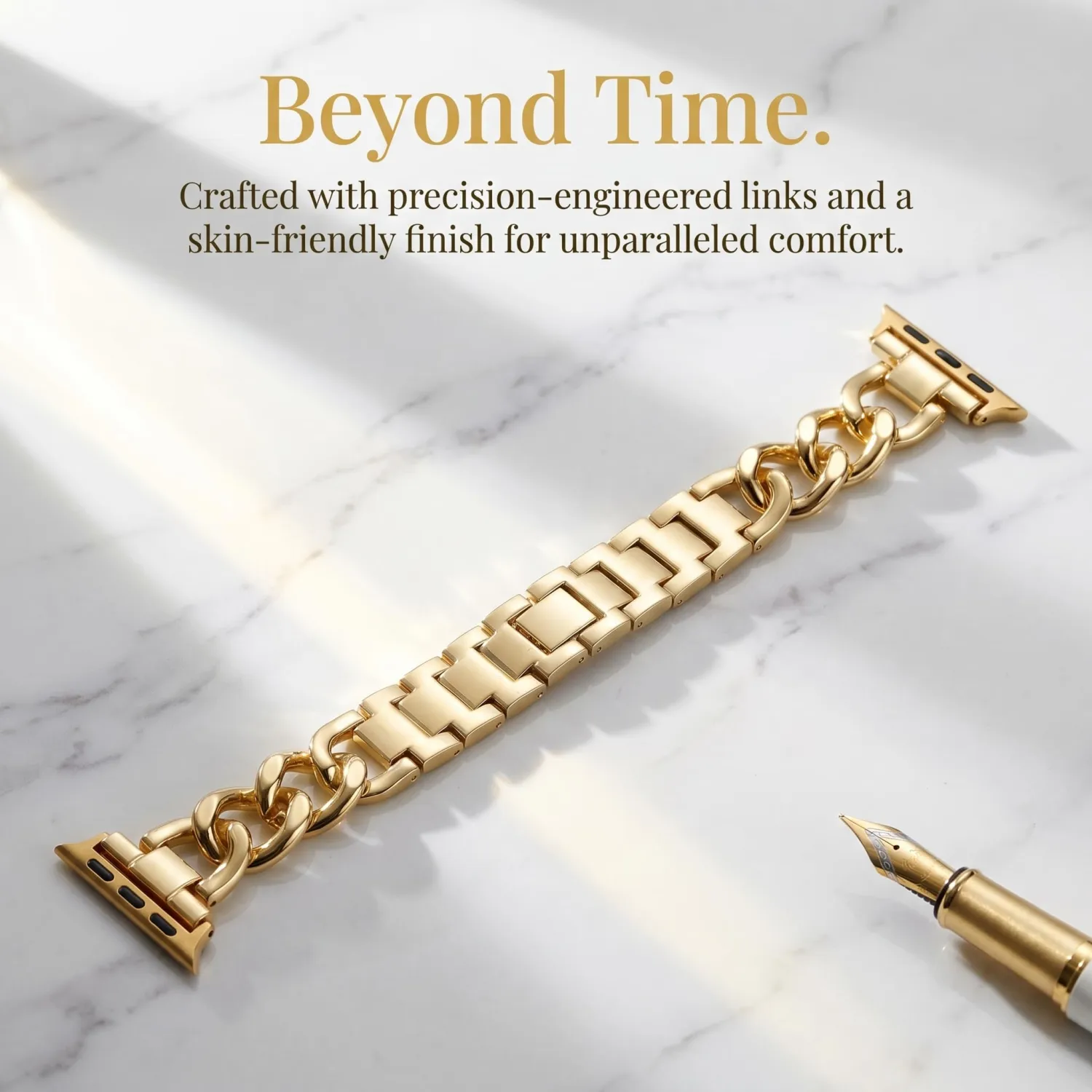 Gold for Apple Watch Bands for Women,Cute Designer Adjustable Metal Strap Compatible with 38-42mm(For Iwatch Series 1-11/SE),Smartwatch Bands for Women Men.